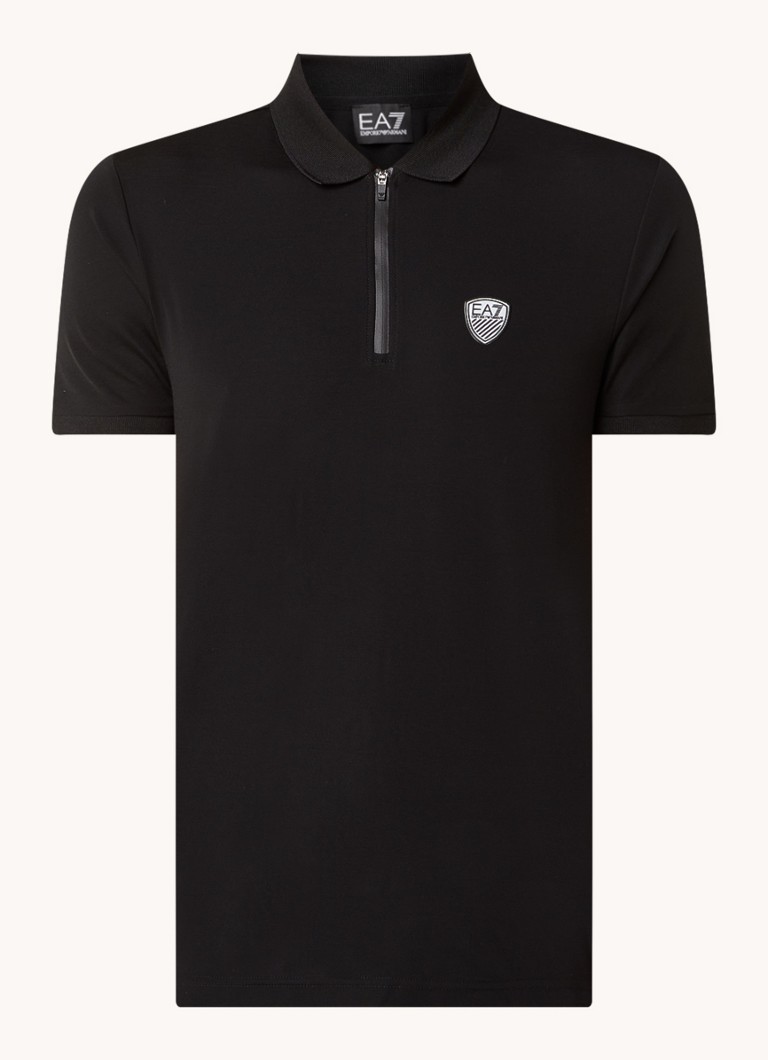 Polo Emporio Armani de corte regular com logotipo e meio zíper.