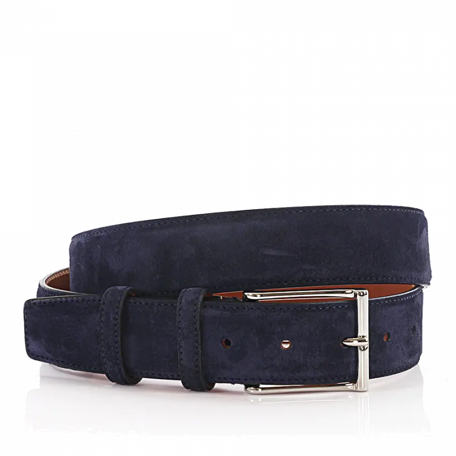 Santoni - Herrengürtel Veloursleder - blau