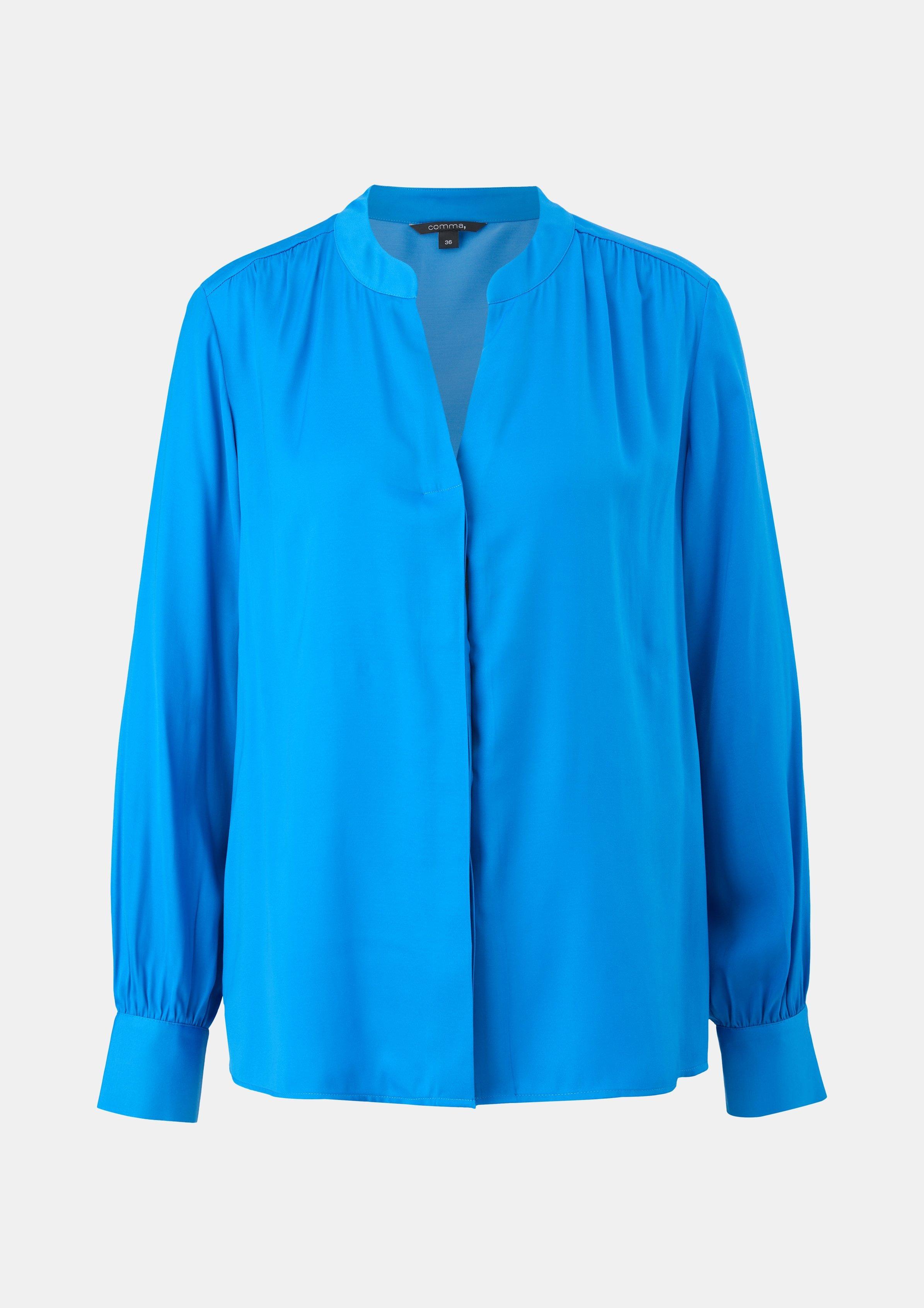 Satinbluse aus Viskosemix - royalblau