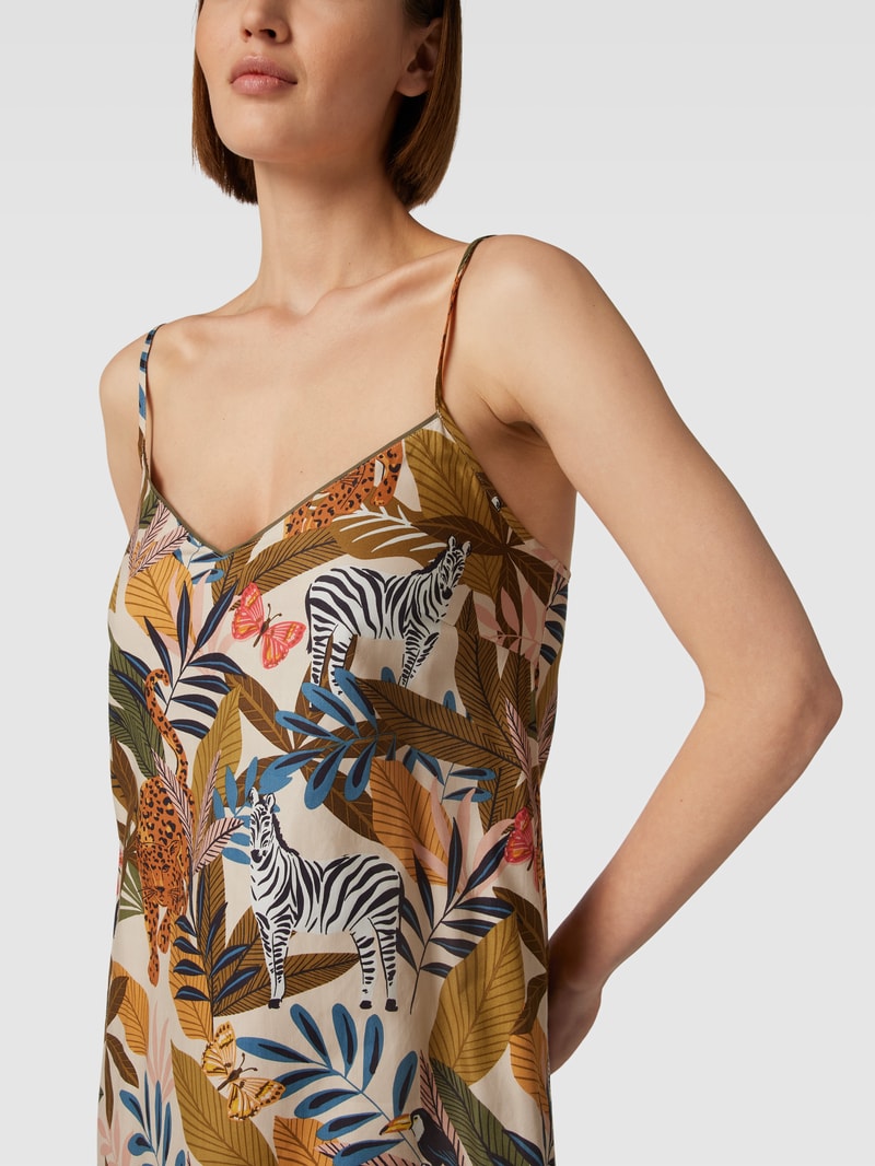 Nachthemd mit Allover-Muster Modell 'Savannah' in khaki