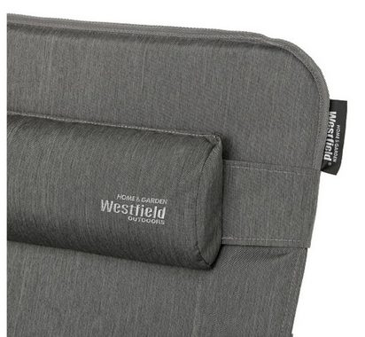 Westfield Gartenliege Relaxliege anthrazit Liegestuhl Sonnenliege XL Relaxsessel, Relaxsessel mit Kopfkissen, stufenlos verstellbar, klappbar, 140 kg Tragkraft, Camping