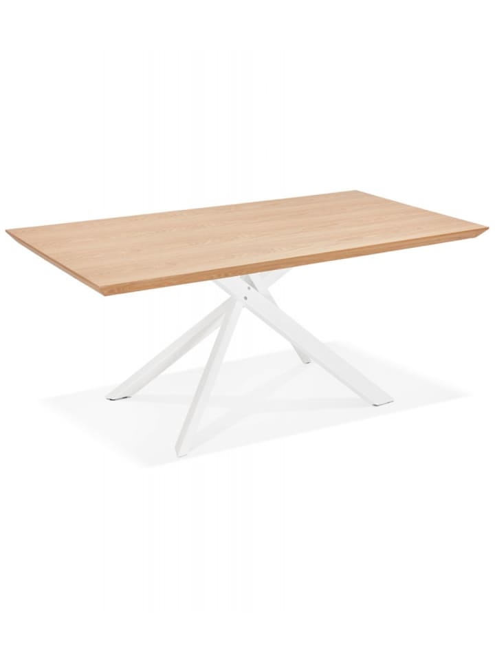 KADIMA DESIGN Esstisch aus Holz mit X-Bein Metallgestell | Modern Industrial in Beige-Weiß günstig kaufen onesize