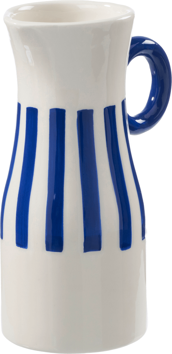 Krug/Vase aus Keramik, weiß/blau gestreift (19x13x8cm), 1 St