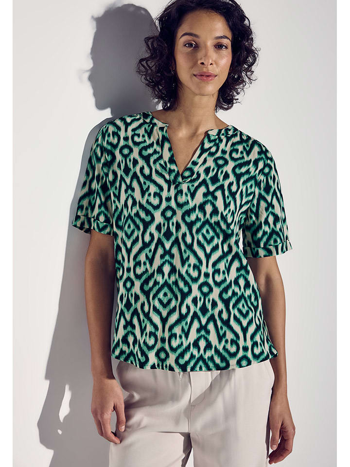 Street One Bluse in Beige/ Grün günstig kaufen