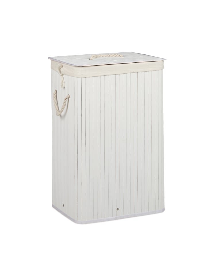 relaxdays Wäschekorb in Weiß - (B)43,5 x (H)65,5 x (T)33,5 cm günstig kaufen onesize