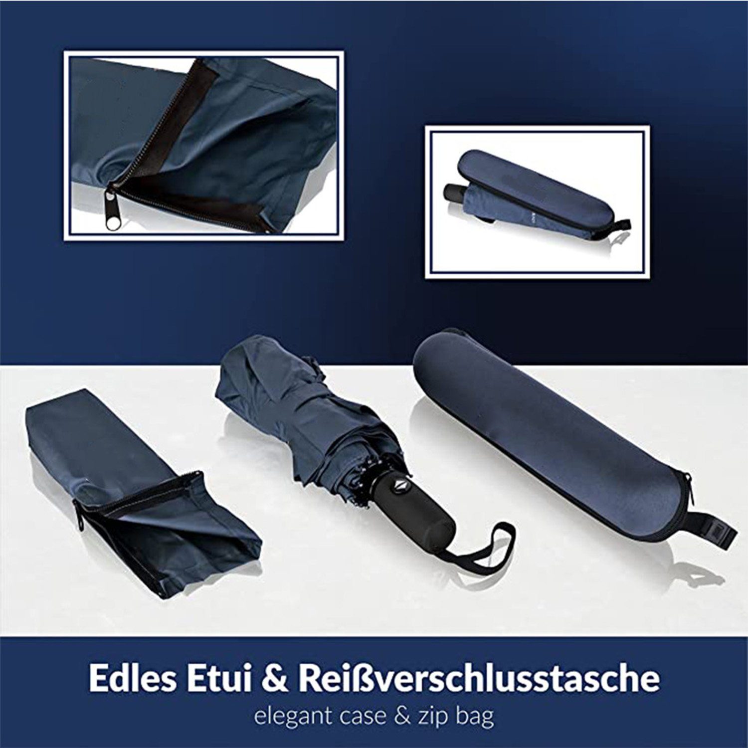 FIDDY Sonnenschirm Vollautomatischer Herren-Regenschirm, supergroßer automatischer Dreifach-Faltregenschirm.