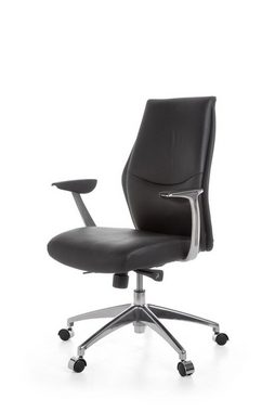 Amstyle Chefsessel SPM1.142 (Echtleder Schwarz, Bürostuhl XXL 120 kg Modern), Schreibtischstuhl Drehbar, Drehstuhl mit Armlehne