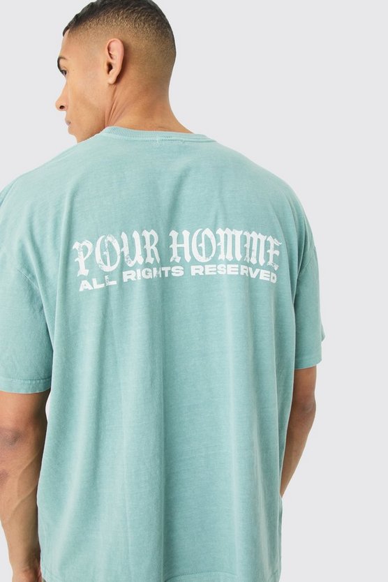 Kastiges Oversize T-Shirt mit Pour Homme Print