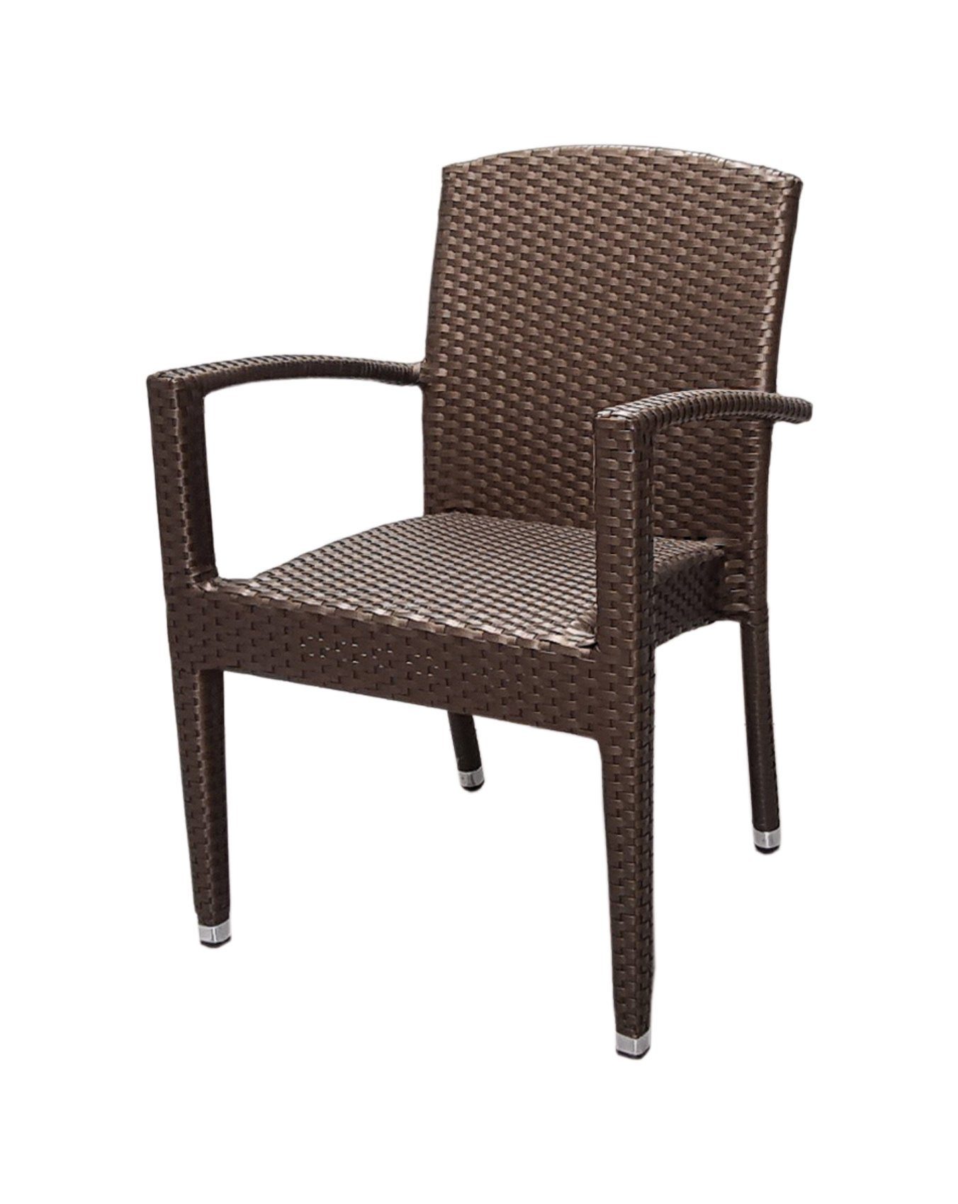 Konway Stapelstuhl MAUI (4 St), 4x KONWAY® MAUI Stapelsessel Mokka Premium Polyrattan Sessel