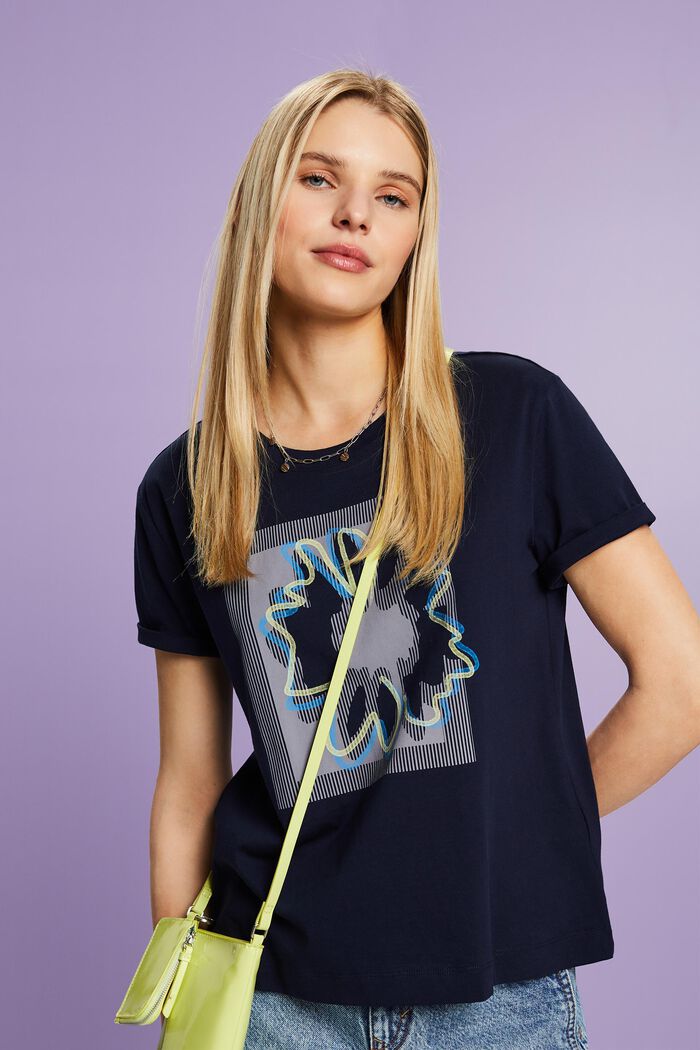 Jersey-T-Shirt mit Print vorne