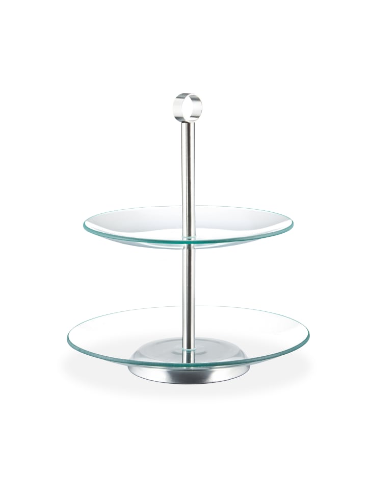 relaxdays Etagere rund in Transparent/ Silber günstig kaufen onesize