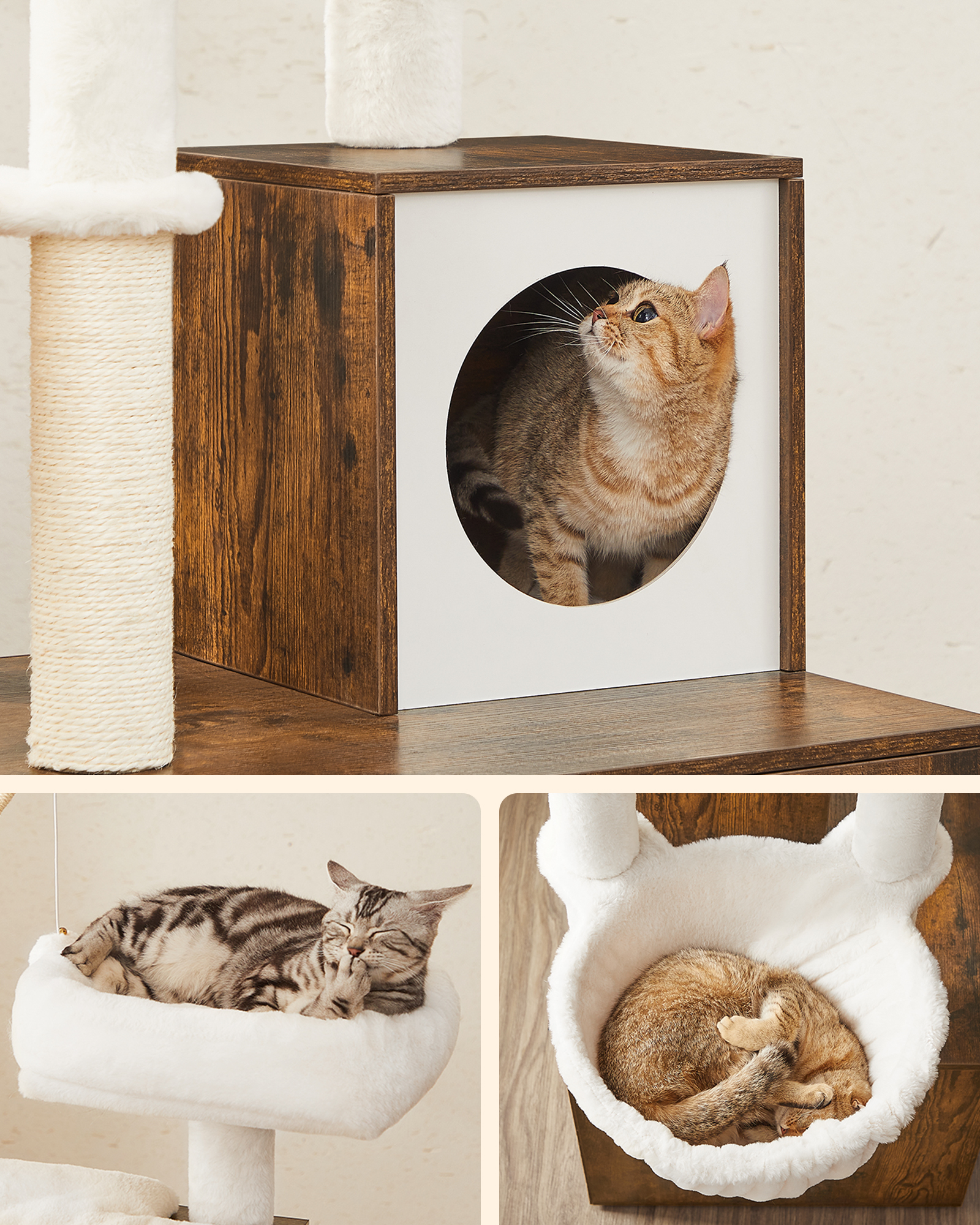 FEANDREA Kratzbäume FEANDREA Kratzbaum mit Katzenklo-Schrank 2-in-1 braun