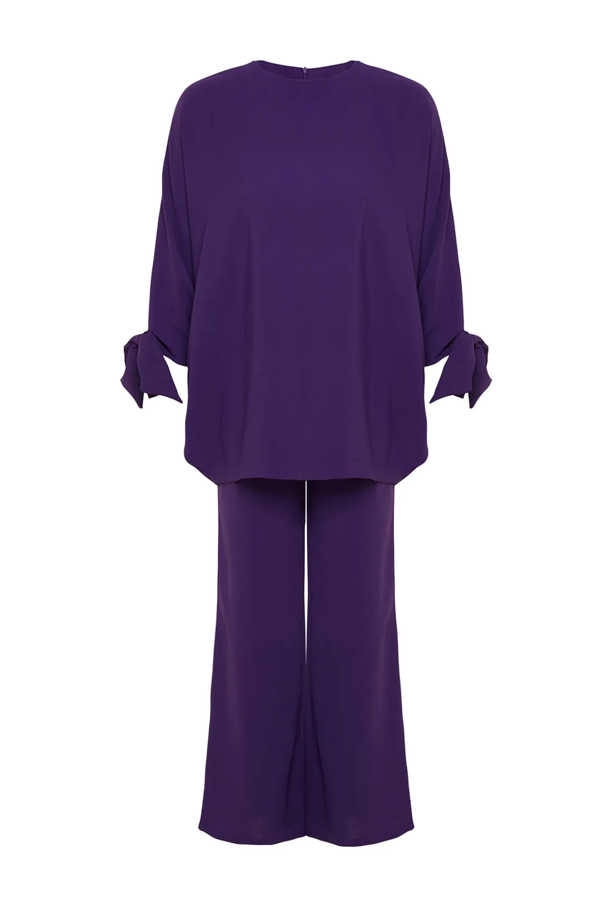 Trendyol Modest  Lilafarbenes Aerobin-Tunika-Hosen-Set aus gewebten Fledermausärmeln TCTSS23US00043