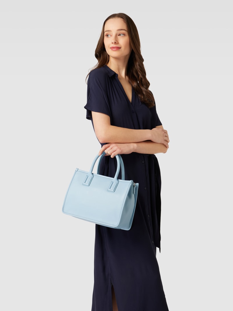 Tote Bag mit Label-Detail Modell 'LENA' in hellblau