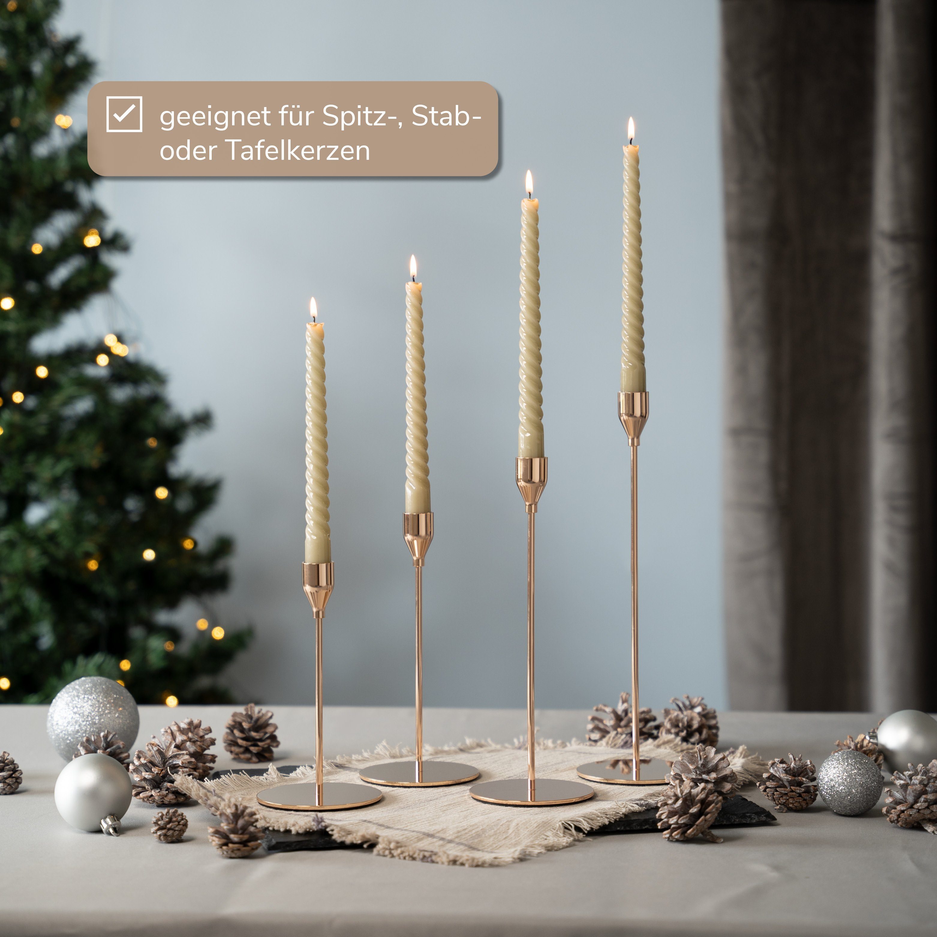 bremermann Kerzenhalter bremermann 4er-Set Kerzenhalter, Kerzenständer für Stabkerzen, Metall, (Komplett-Set, 4 St), für Stabkerzen