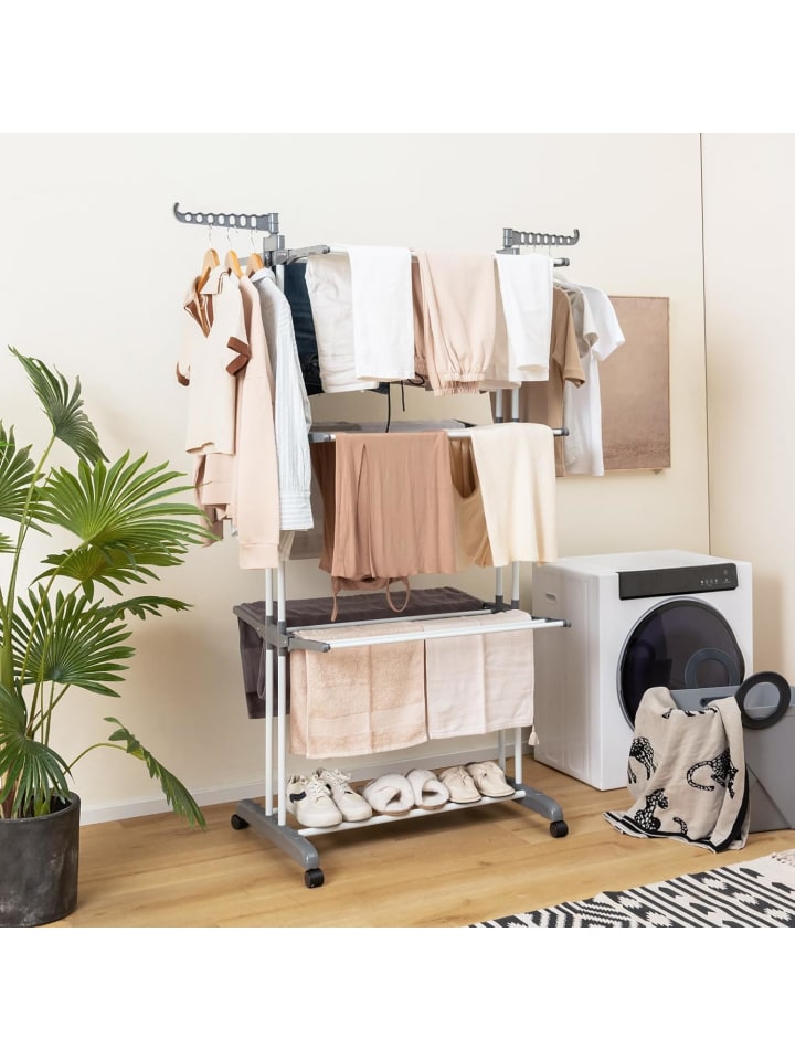 COSTWAY Wäscheständer mit Rollen in Grau günstig kaufen 170 cm