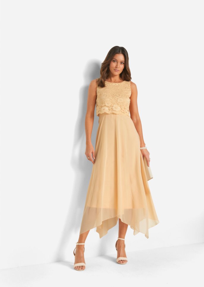 Premium Chiffonkleid mit Spitze