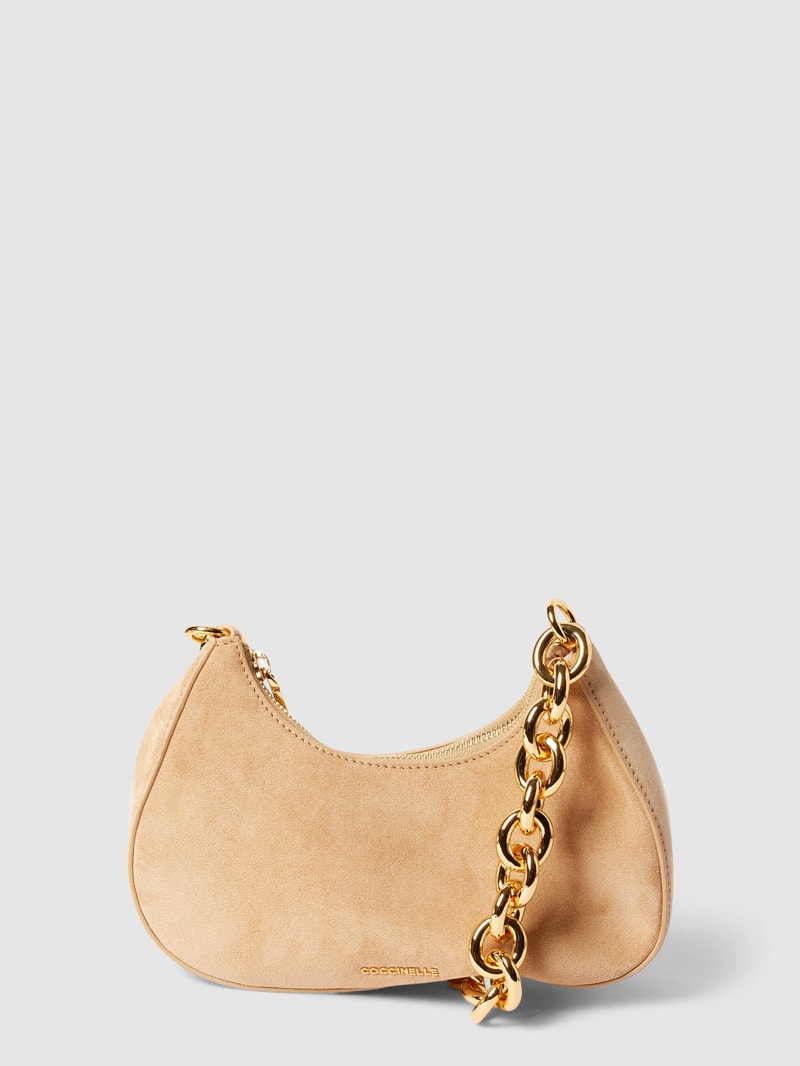 Umhängetasche mit Label-Applikation Modell 'CARRIE CHAIN' in beige