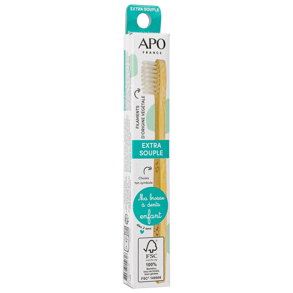 APO France BROSSE À DENTS BAMBOU ENFANT EXTRA-SOUPLE Brosse à Dents