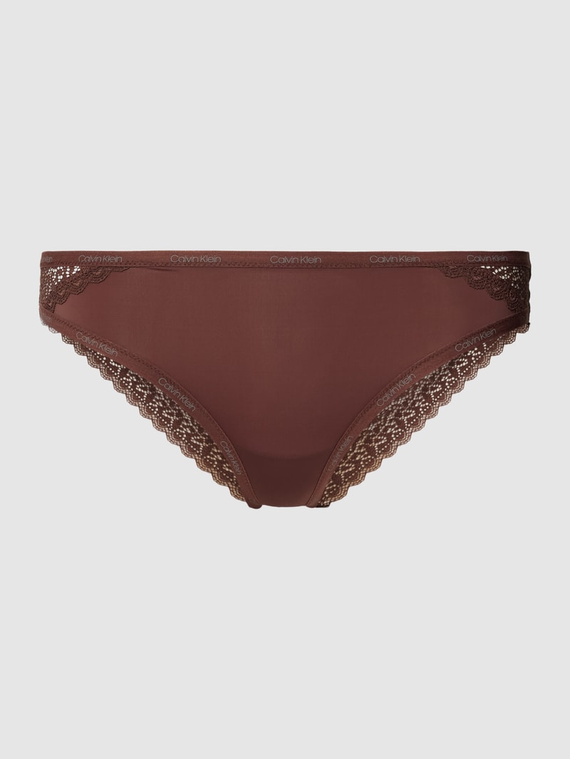 Slip mit Label-Bund in dunkelbraun