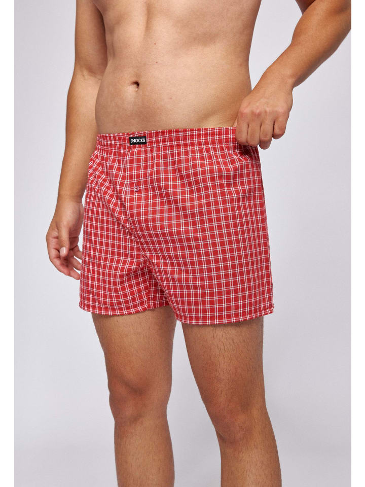 SNOCKS American Woven Boxershorts aus Bio-Baumwolle 3 Stück in Small Check günstig kaufen
