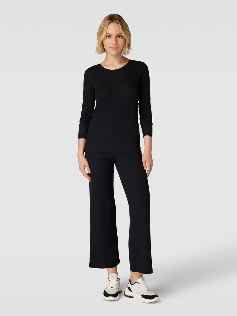 Longsleeve mit Rundhalsausschnitt Modell 'Jaaleaa' in schwarz