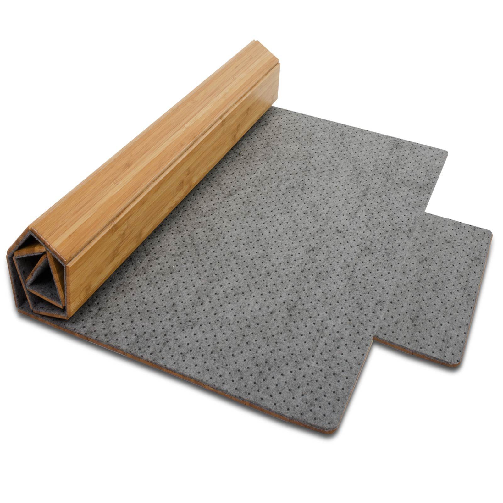 Karat Bodenschutzmatte Bambus für Hartböden, 90x120 cm, Mit Filz-Unterfütterung, pflegeleicht, Hellbraun