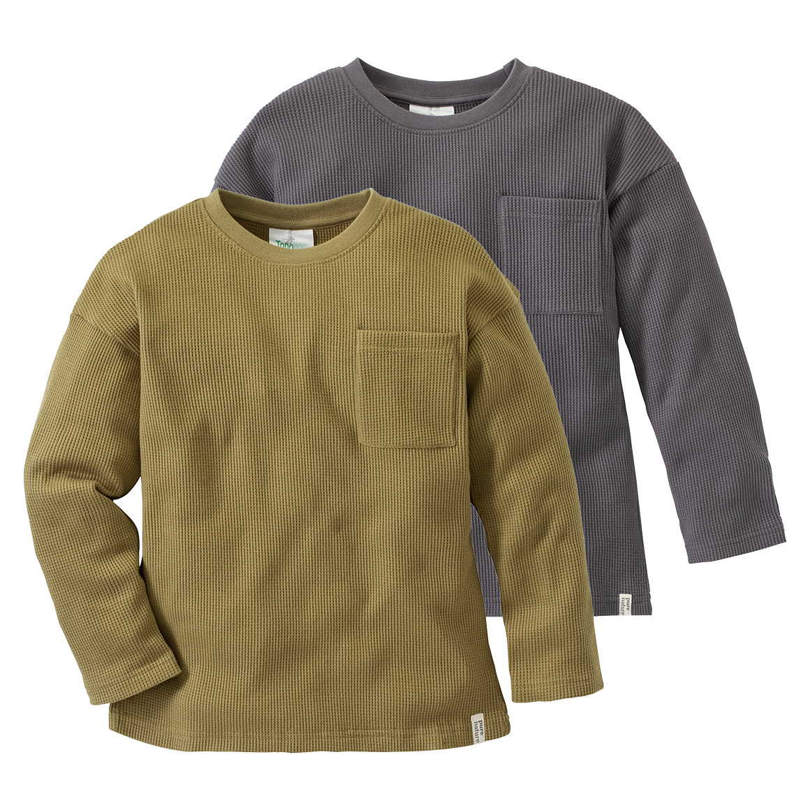 2 Jungen Langarmshirts aus Waffel-Piqué