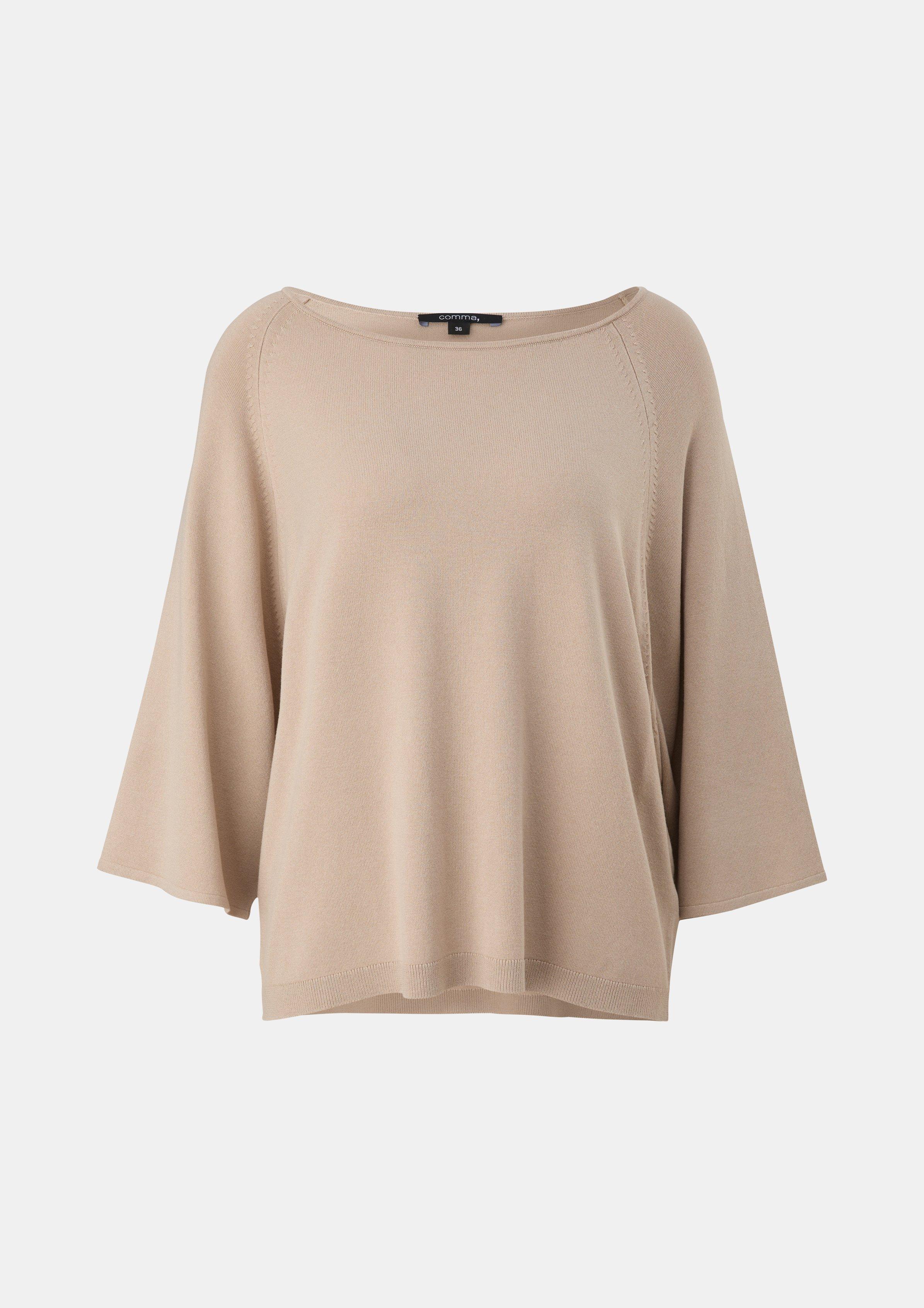 Strickpullover mit weiten Ärmeln - beige