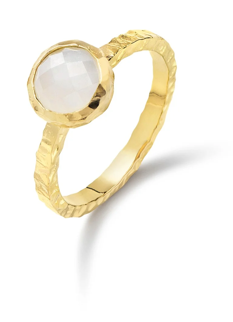 Inel cu piatră lunară Amalfi, placat cu aur, de la Casa Jewelry