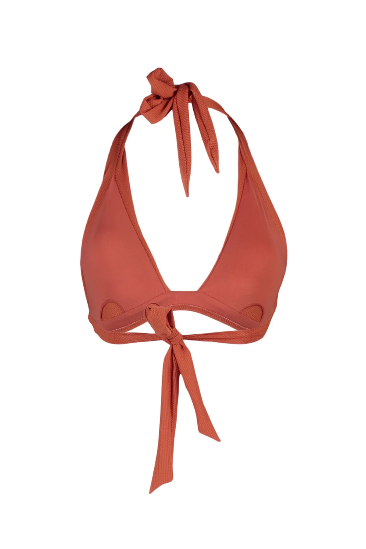 Trendyol Collection  Strukturiertes Bikinioberteil mit Zimt-Dreieckmuster TBESS23BU00134