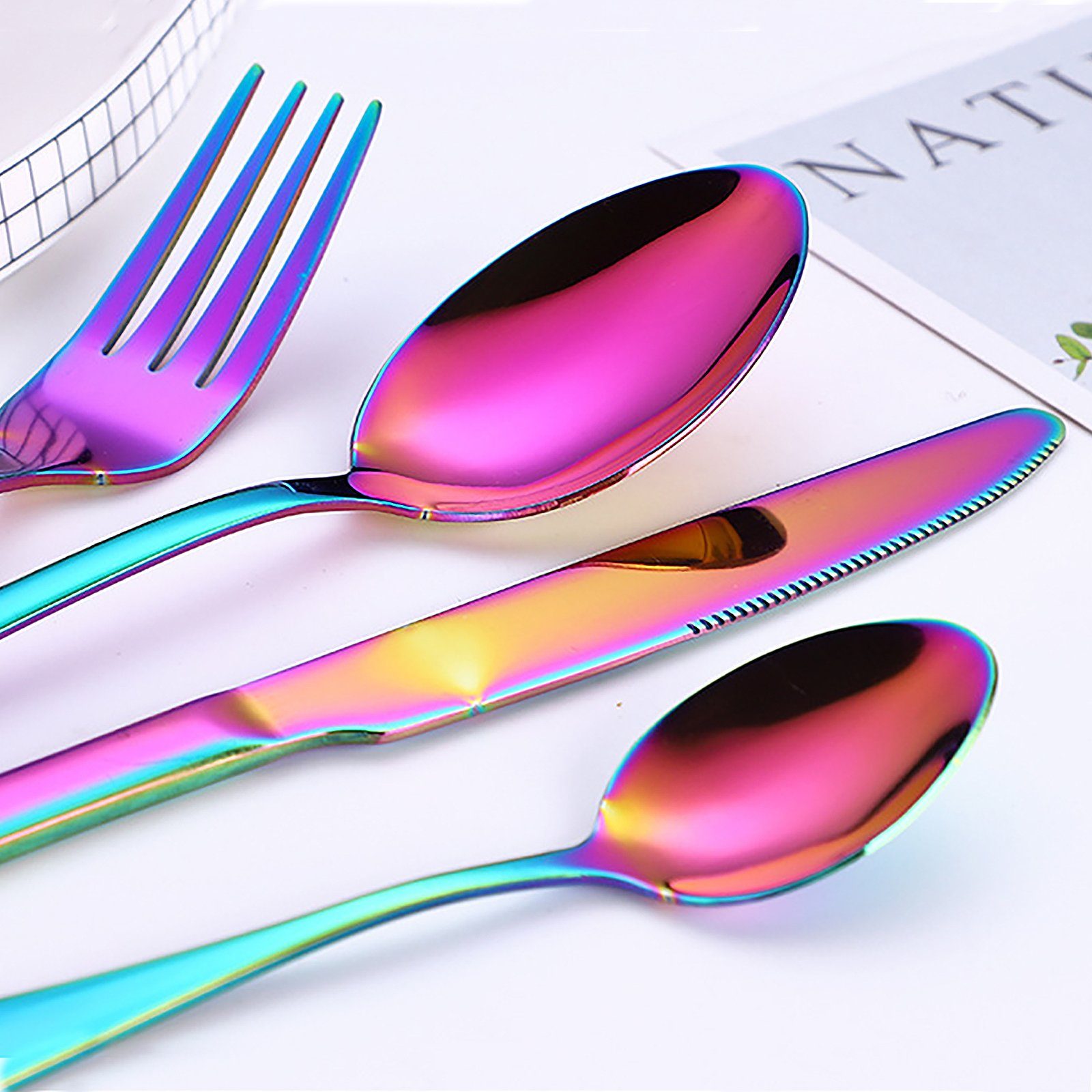CALIYO Besteck-Set Besteck Set, Besteck Set für 6 Personen, Messer Gabel Löffel Set 30-teilig, Spülmaschinenfest