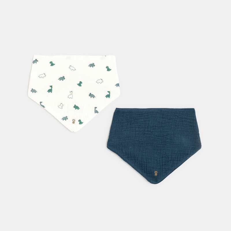 Bavoir en gaze de coton et éponge (lot de 2) bleu naissance
