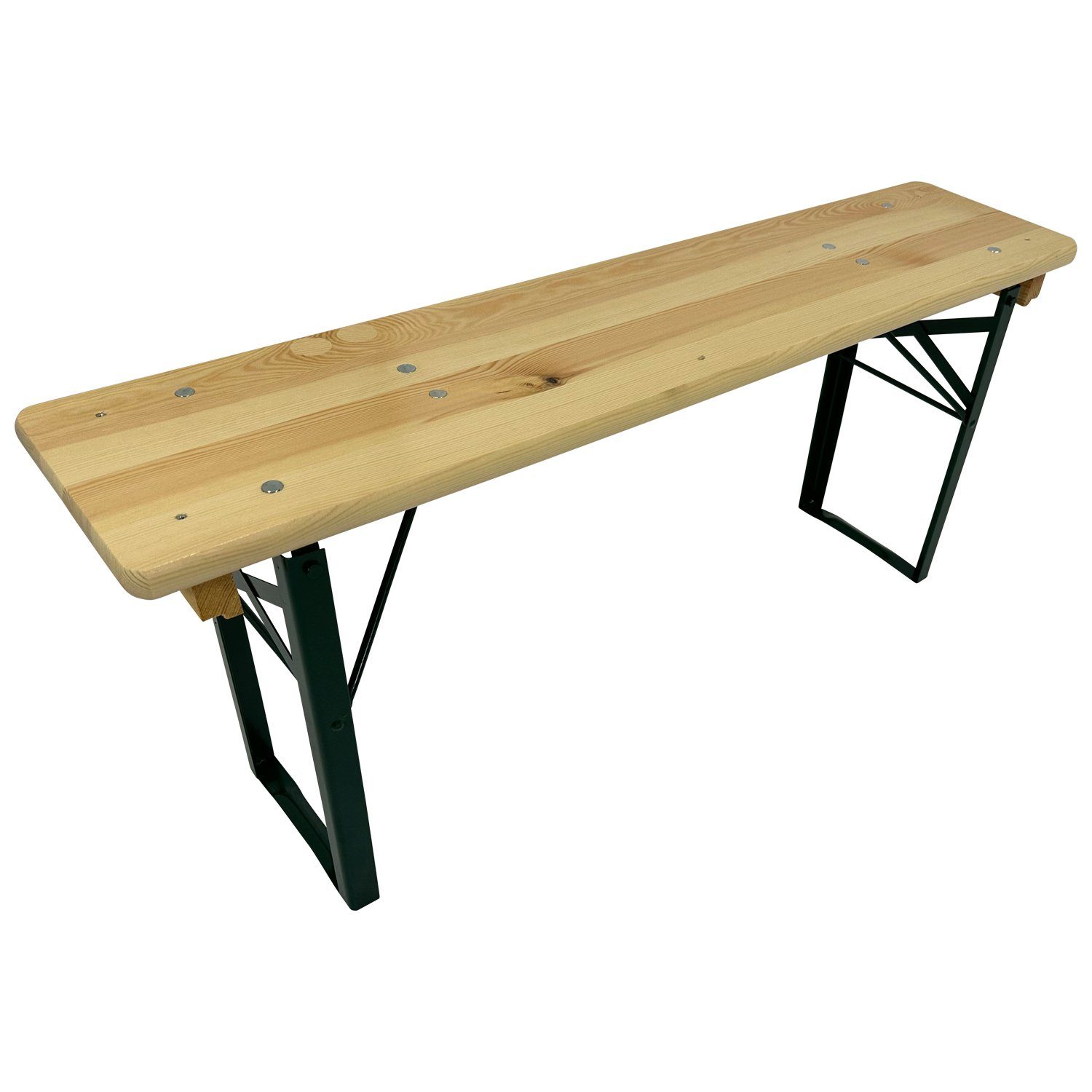 DEGAMO Bierzeltgarnitur MUCK, (3-tlg), 110cm, Kiefer + Stahl grün, für kleine Flächen