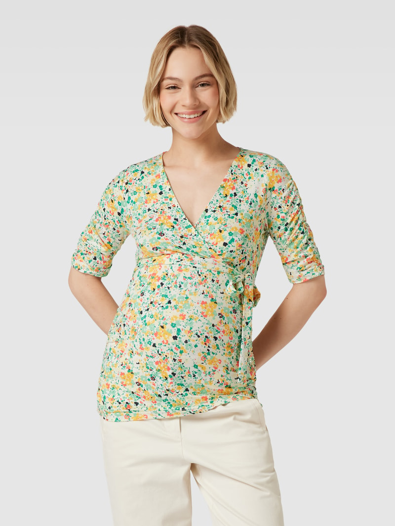 Umstands-T-Shirt mit floralem Muster Modell 'Pilar Honni Tess' in weiß