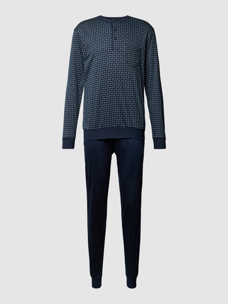 Pyjama mit Allover-Muster in dunkelblau