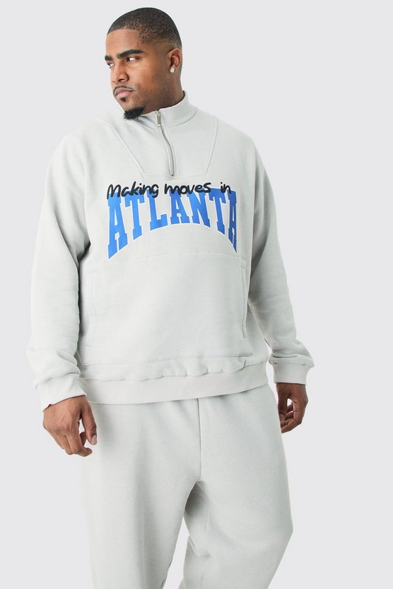 Plus Atlanta Sweatshirt-Trainingsanzug mit Trichterkragen und 1/4 Reißverschluss