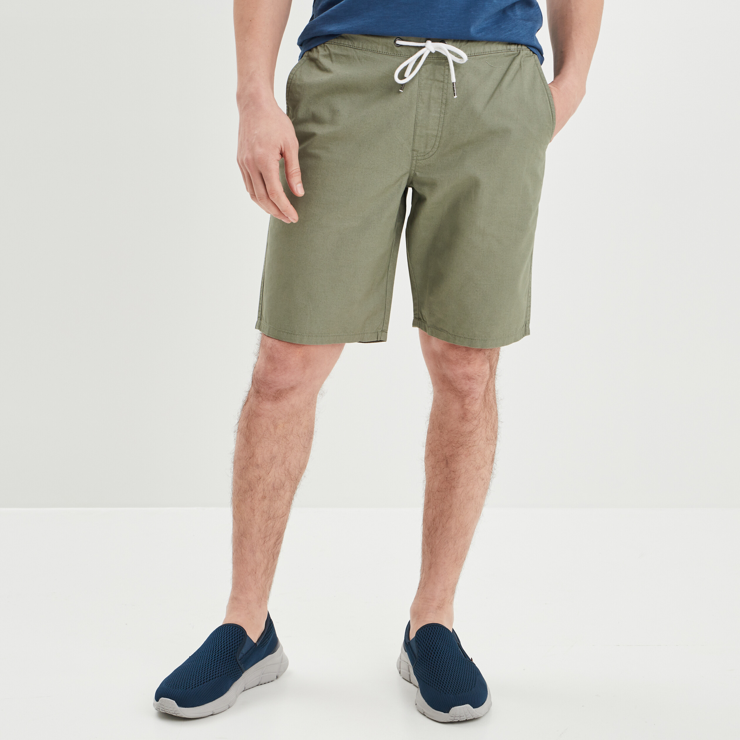 Bermuda droit à coulisse vert kaki homme | La Halle
