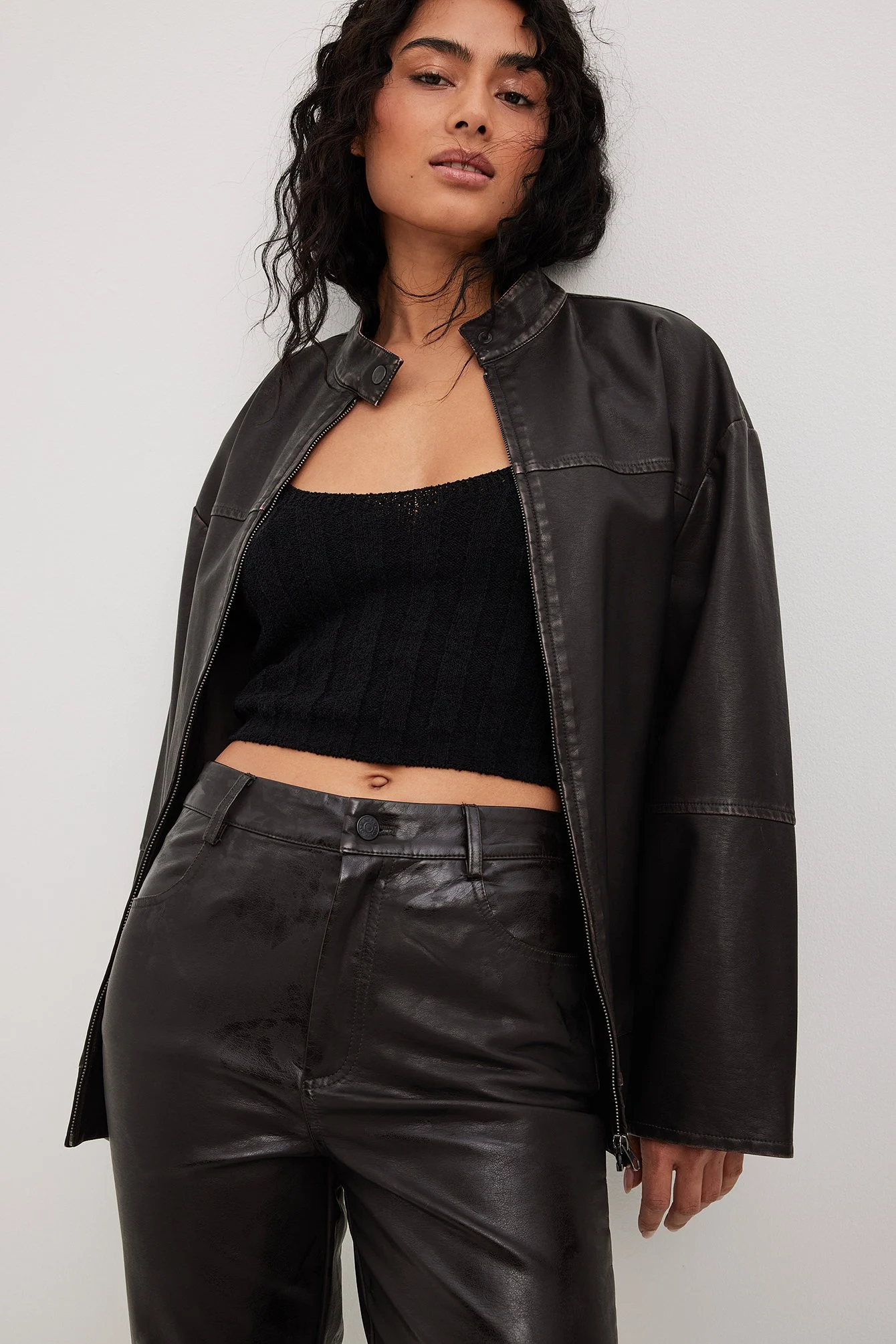 Weites Crop-Top aus Rippstrick