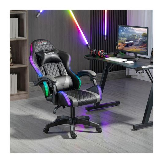 Scaun de gaming AMSTRAD AMS ULTIMATE LED negru