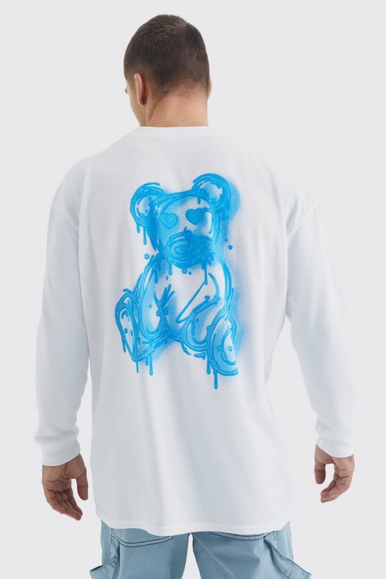 Langärmliges T-Shirt mit Spray-On Teddy-Print