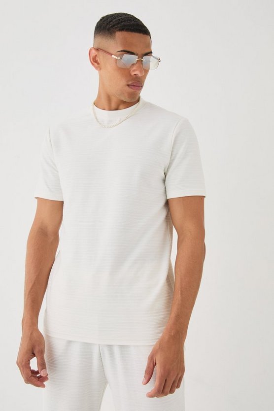 Gestreiftes Slim-Fit Jacquard T-Shirt