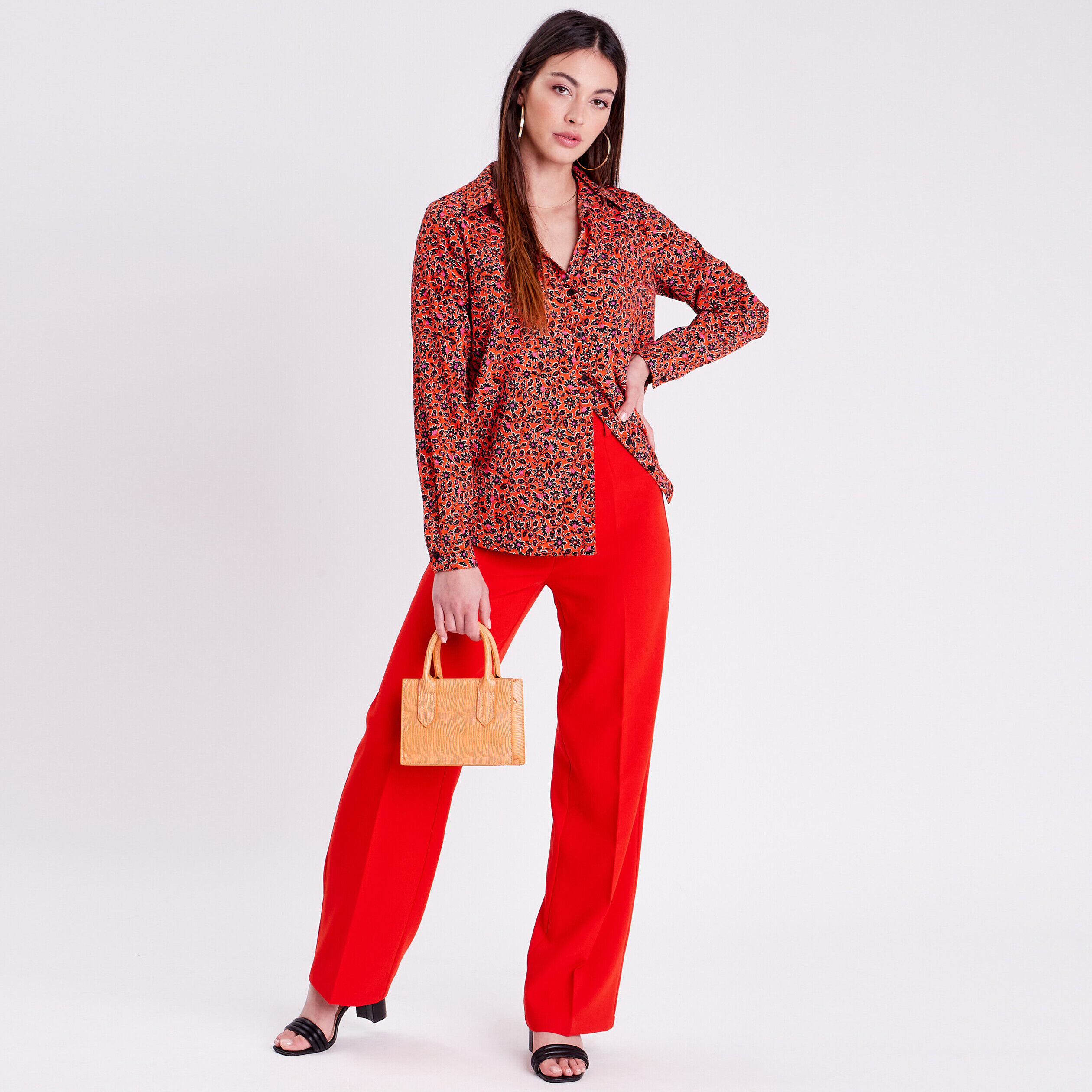 Chemise à manches longues orange femme | Cache Cache