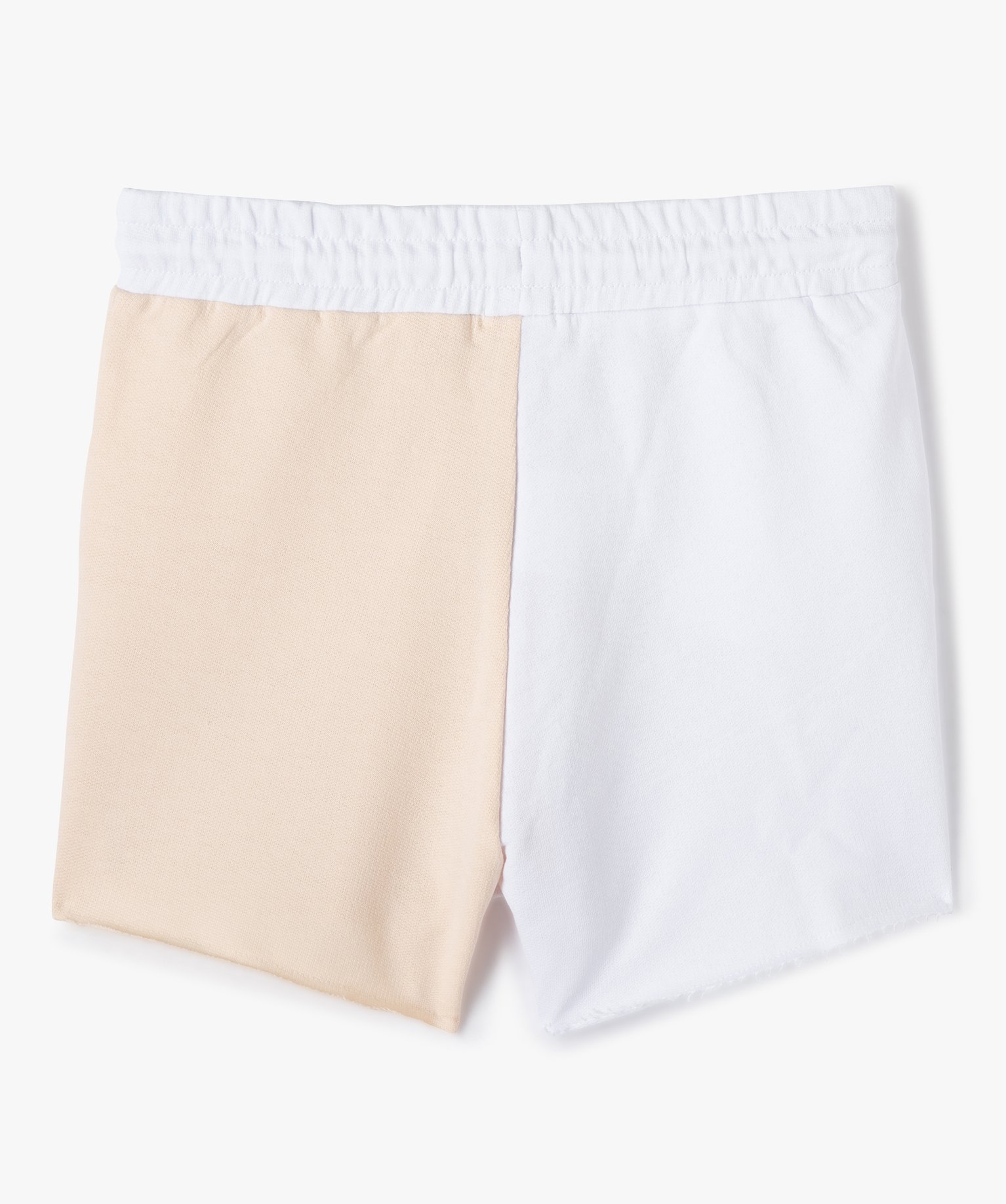 Short fille en maille bicolore avec ceinture élastiquée beige | GEMO