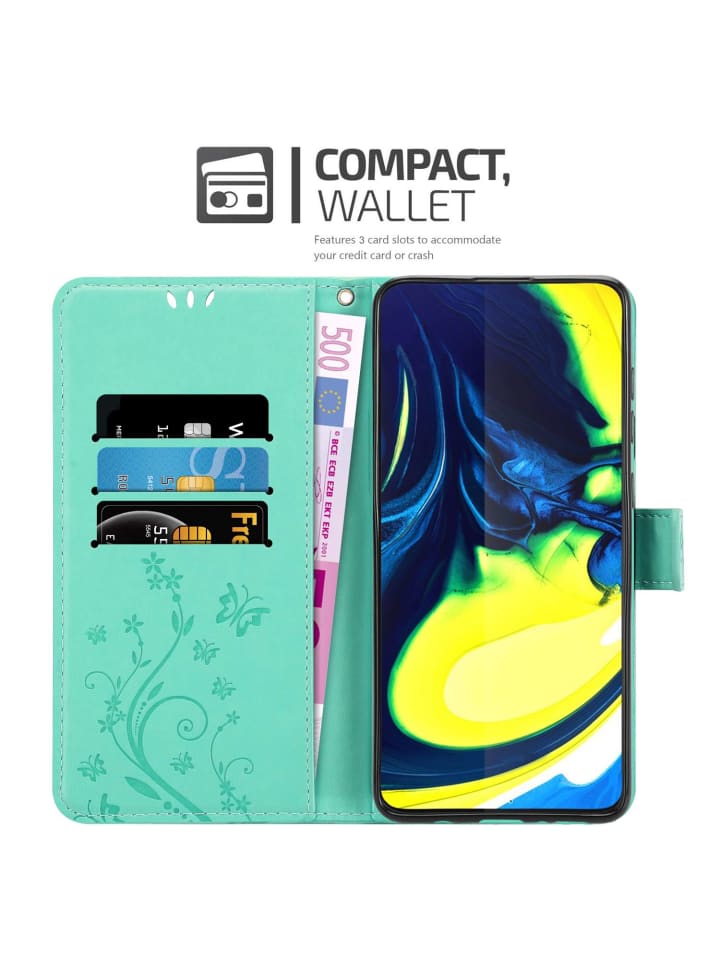 cadorabo Hülle für Samsung Galaxy A80 / A90 4G Blumen Design in FLORAL TÜRKIS günstig kaufen onesize