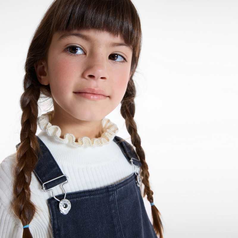 Pull côtelé col collerette blanc fille