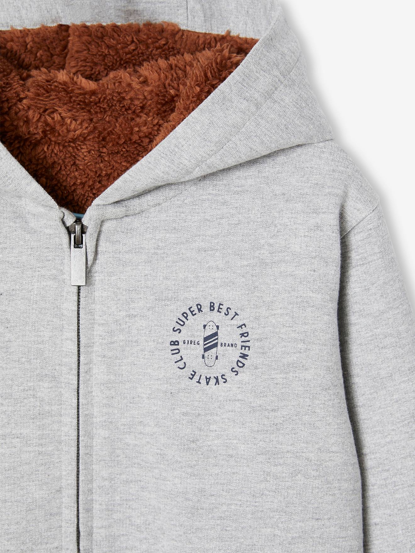 Sweat zippé doublé sherpa garçon encre