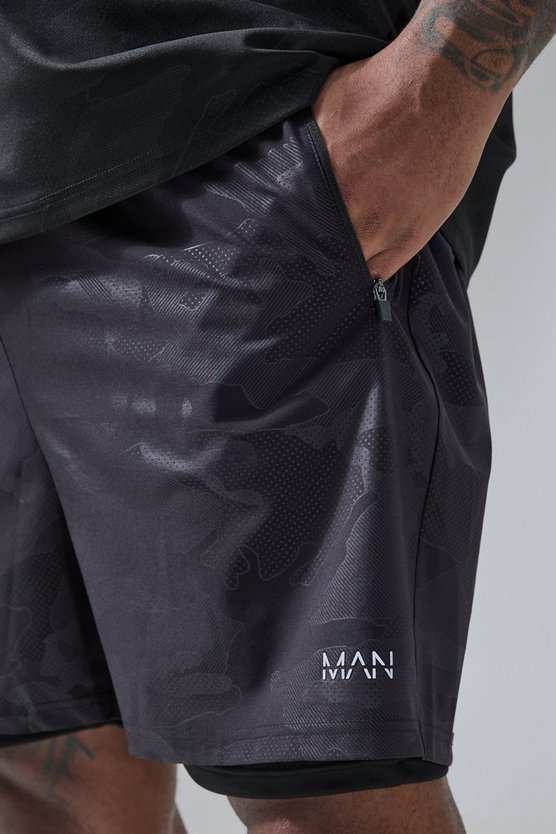 Plus Man Active 2-in-1 Camouflage-Shorts