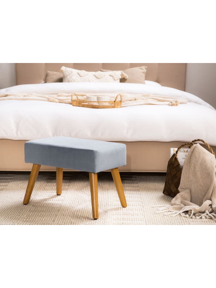 Beliani Hocker TAKOMA in Grau/Heller Holzfarbton - (W) 50 x (H) 35 x (L) 30 cm günstig kaufen onesize