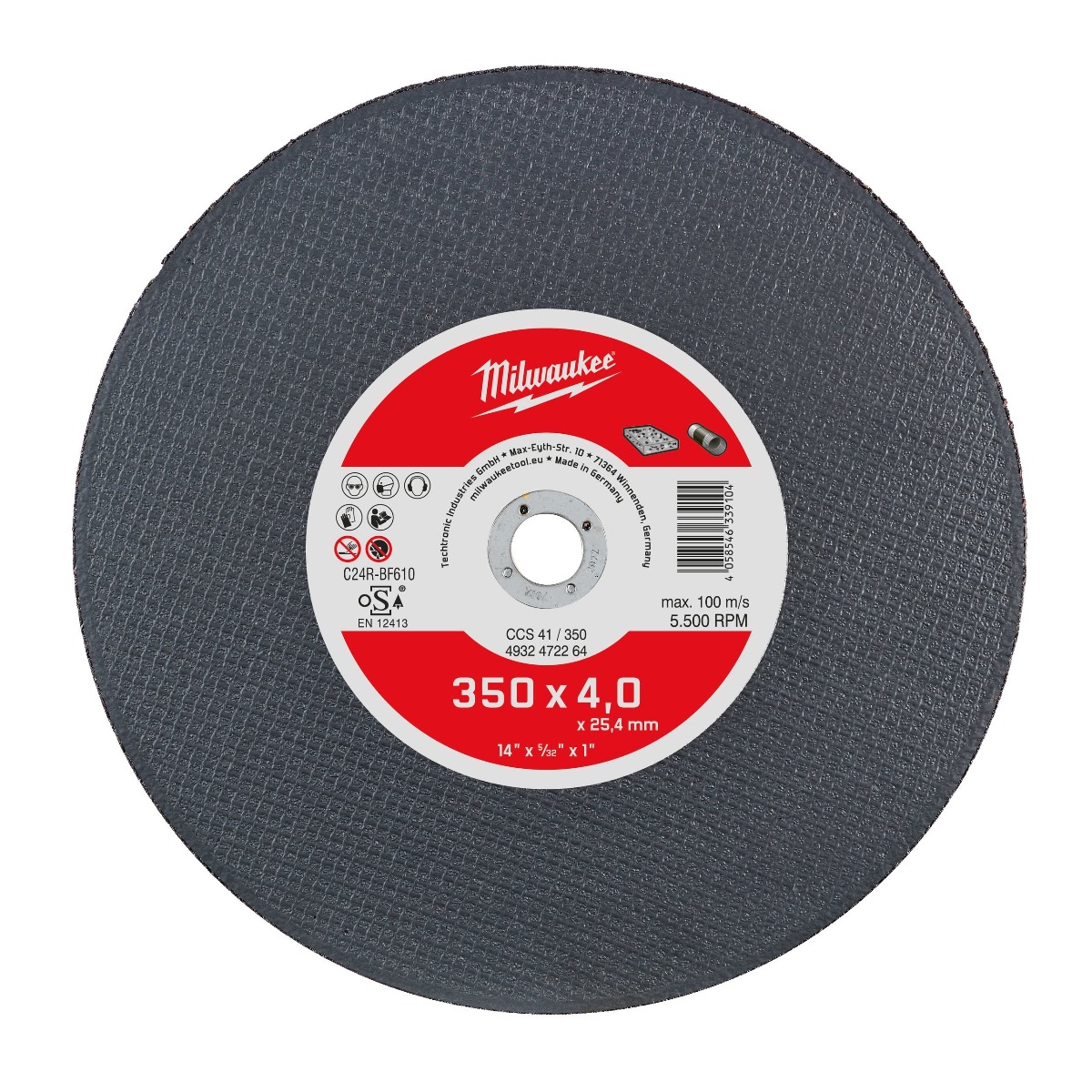 Milwaukee Accessories 4932472264 Rezalni disk za kamen 350 x 25,4 mm